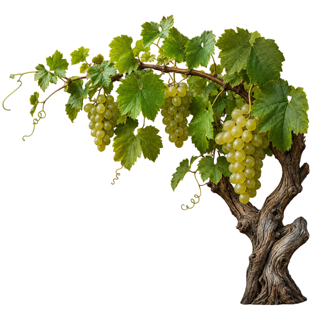 Old vine with white grapes