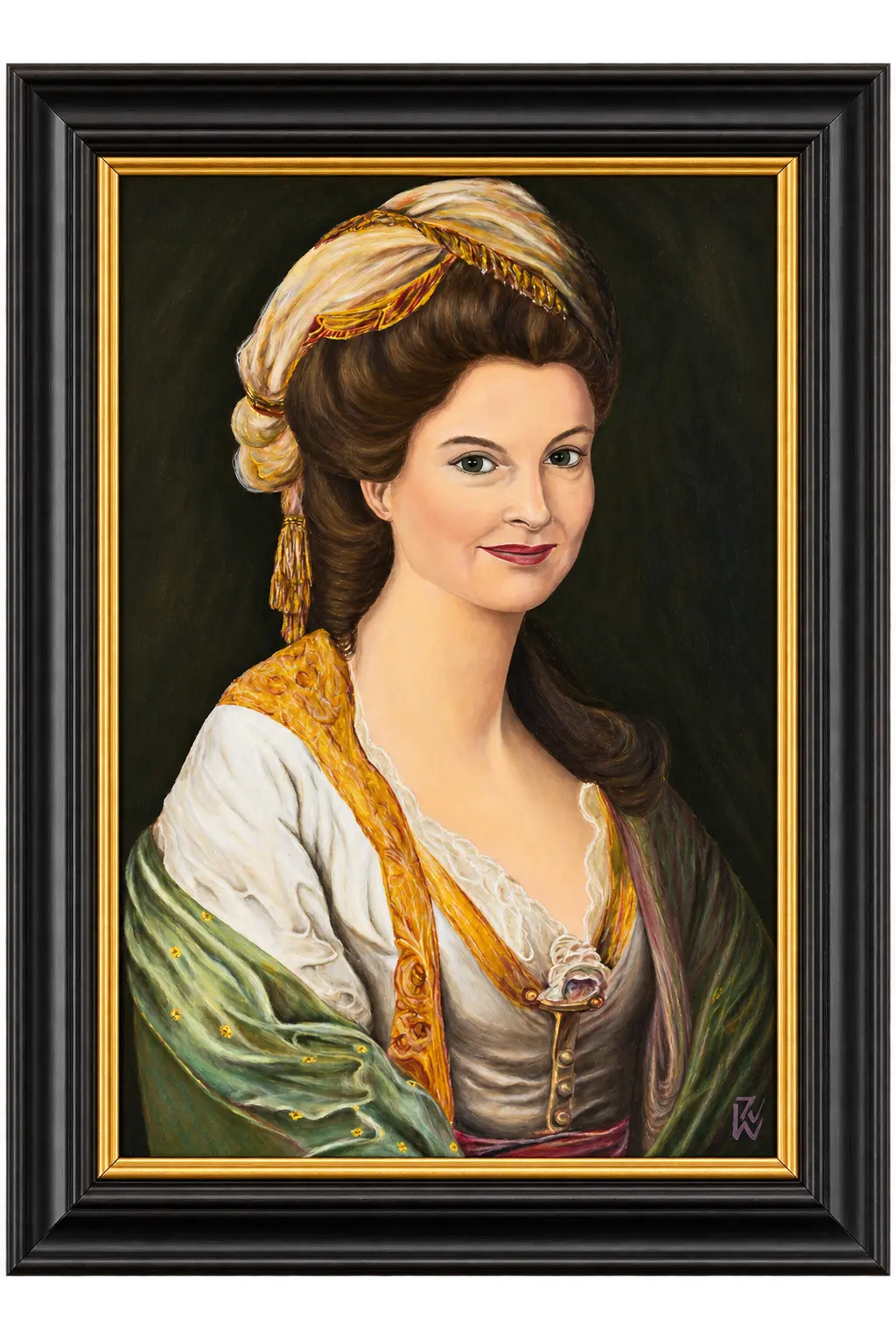 Self-portrait painting by Elzeth Jacobs displayed in Flute Cottage