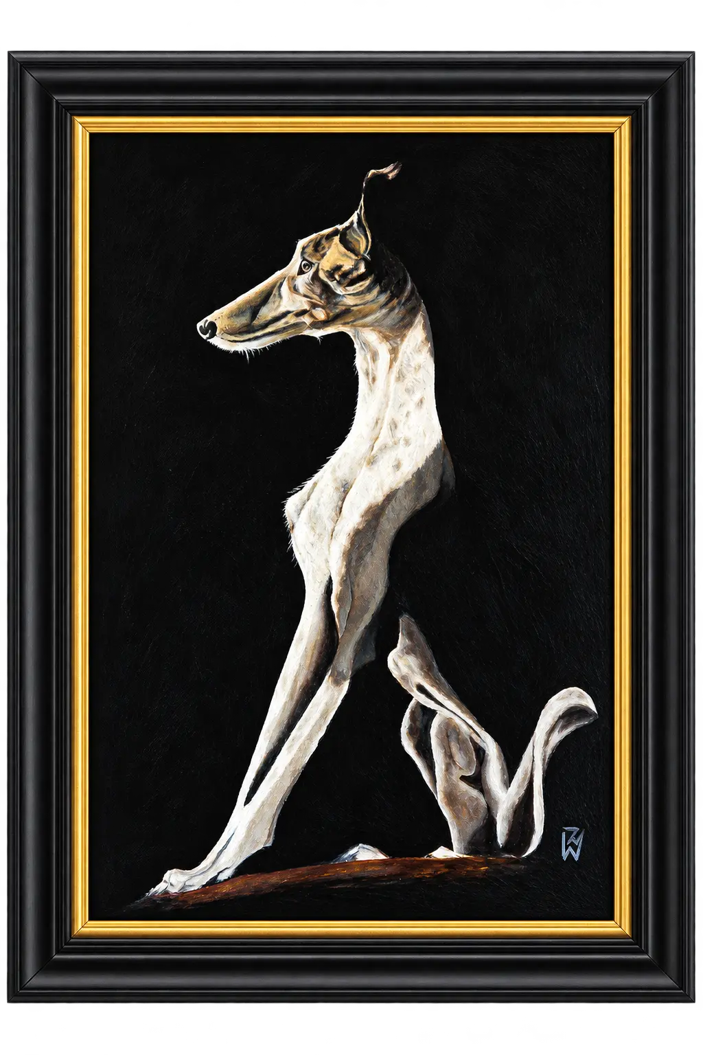 Painting of Presto, the Klawerjas Italian Greyhound, by Elzeth Jacobs